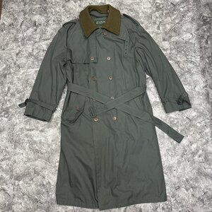 Vintage Trench Coat Made In Poland R40 Zip Out Liner Removal Collar Wool Collar
